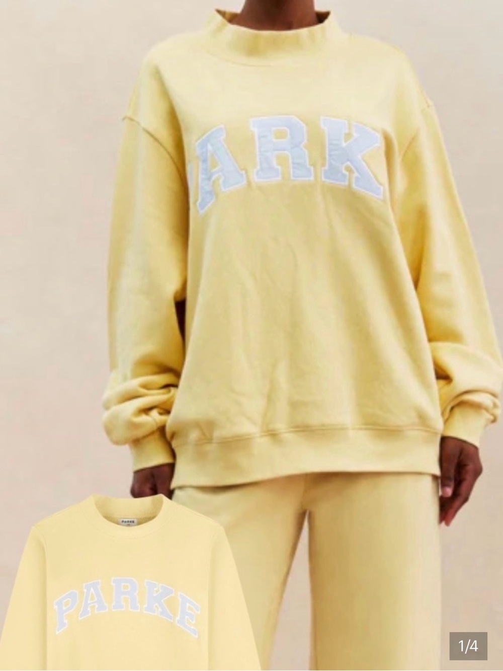 PARKE Heritage Varsity Mockneck Birthday Banana Cream S/M NIB